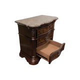 Traditional Wood Bedrooom Nightstand in Walnut w/Marble Top