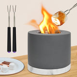 Large Rectangle Tabletop Fire Pit - Portable Bioethanol Fuel Concrete Smokeless Fire