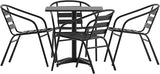 Aluminum 5-Piece Patio Dining Set with Square Table and 4 Slat Back Chairs