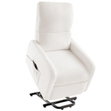 Lift Recliner Chairs for Adults, Small Electric Recliners with High Back & Side Pocket for Nursery Living Room Bedroom, Comfy Upholstered Modern Nursing Single Sofa, Teddy White