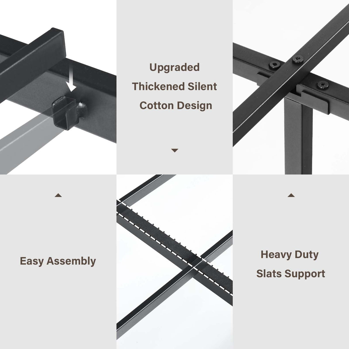 Frame, Platform Metal Bed with Headboard and Footboard, Mattress Foundation