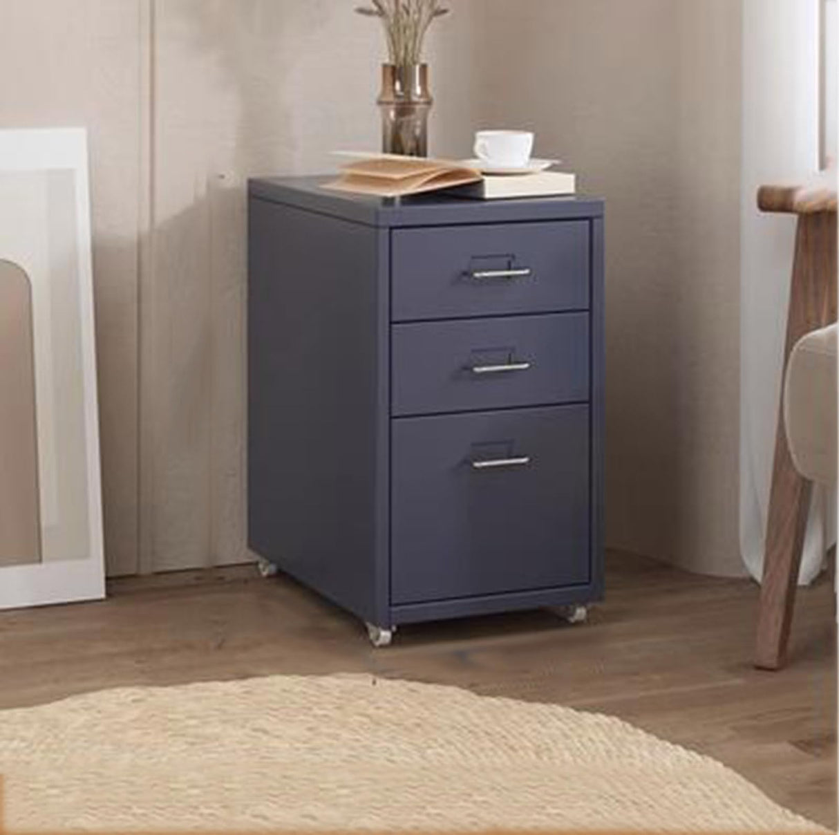 Metal Mobile File Cabinet with Lock Casters,Drawer Vertical File Cabinet Mobile/Rolling