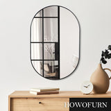 Wall Mounted Mirror, 20’’x30’’ Oval Bathroom Mirror, Black Vanity Wall Mirror w/Stainless