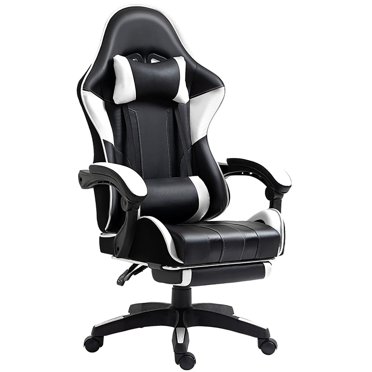 Gaming Chair with Footrest Massage Lumbar PillowAdjustableHeight