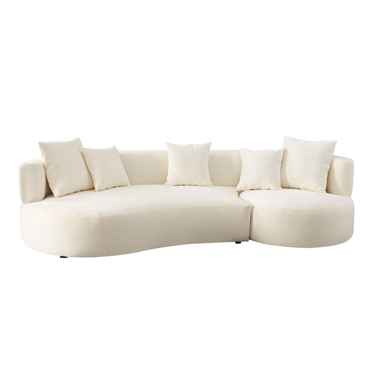 110.23" Curved Sofa with 360 Swivel Arm Chair - Modern Upholstery Boucle 3 Seat Couch