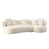 110.23" Curved Sofa with 360 Swivel Arm Chair - Modern Upholstery Boucle 3 Seat Couch
