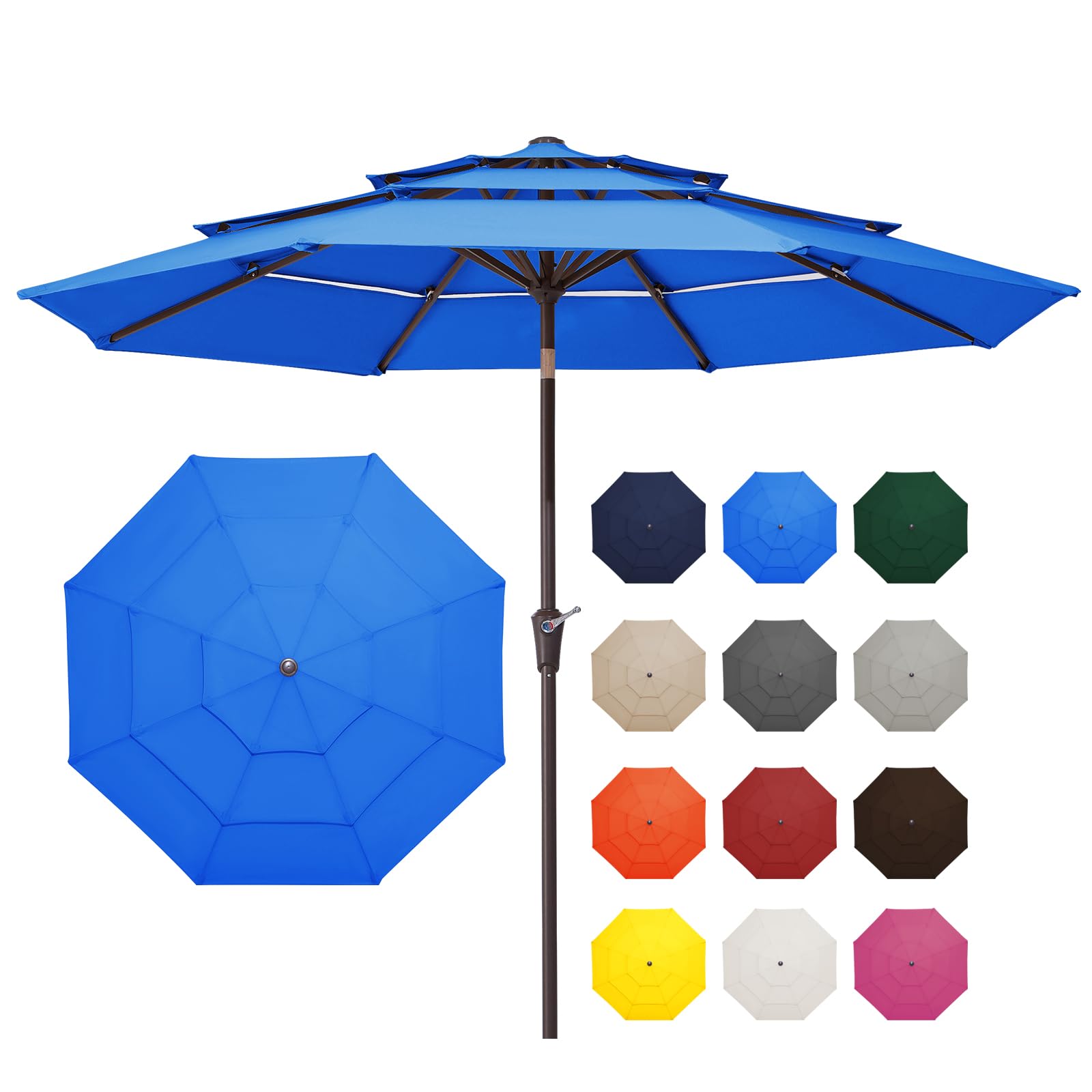 9FT 3 Tier Patio Umbrella Outdoor Market Umbrella Table Umbrellas Sunbrella