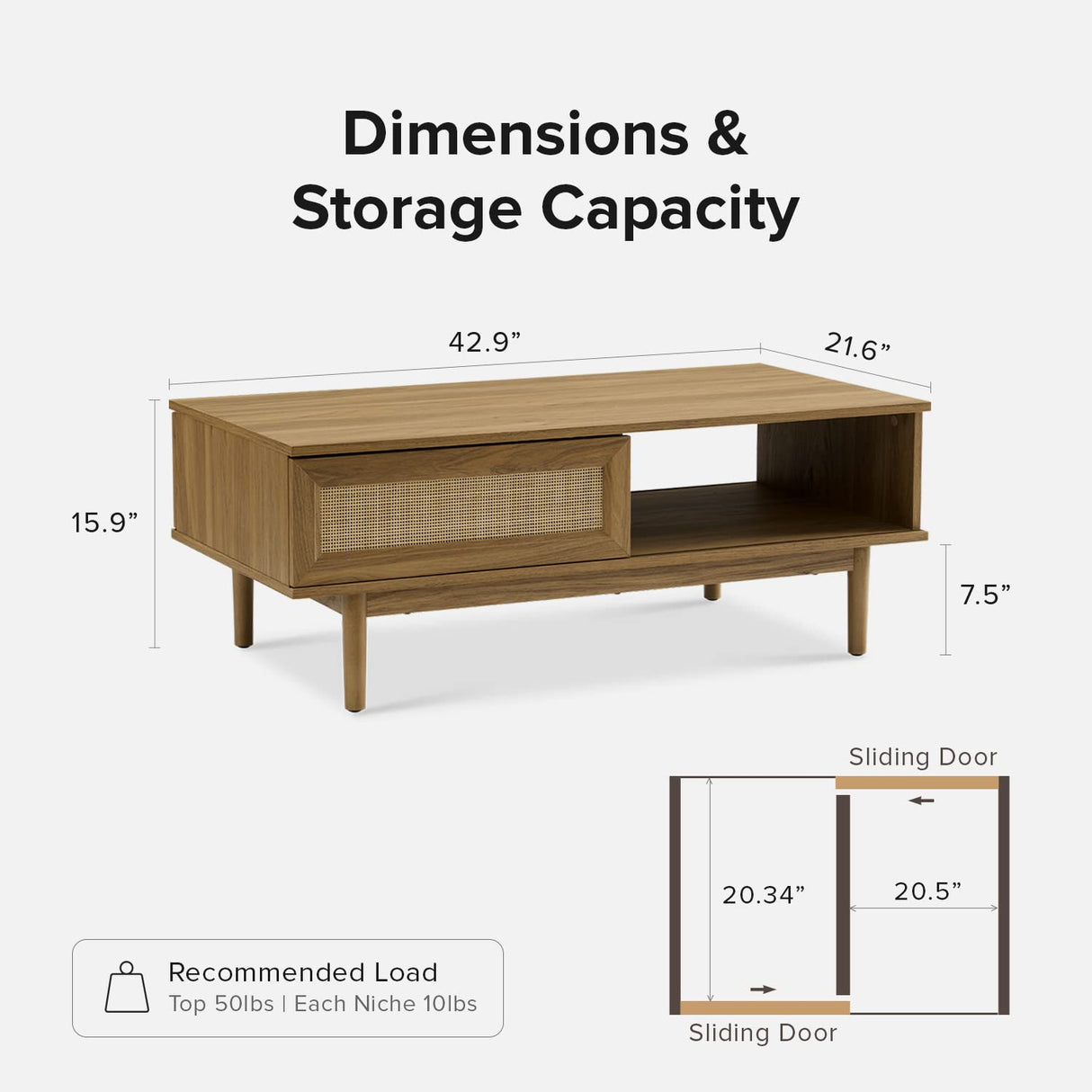 Haylee Coffee Table, Modern Boho Farmhouse Small Coffee Table