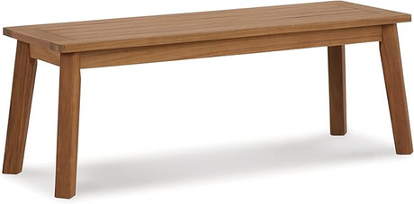 Janiyah Casual Outdoor Dining Bench, Light Brown