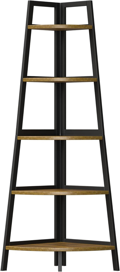 Corner Shelf White, 5 Tier Bookshelf, 70.8 Inch Tall Bookcase,