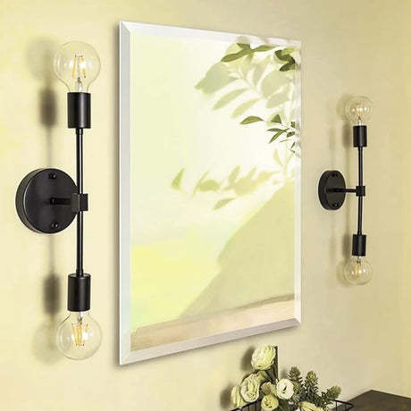 Beveled Mirror, 48"x30" Inch Beveled Frameless Mirror for Bathroom,