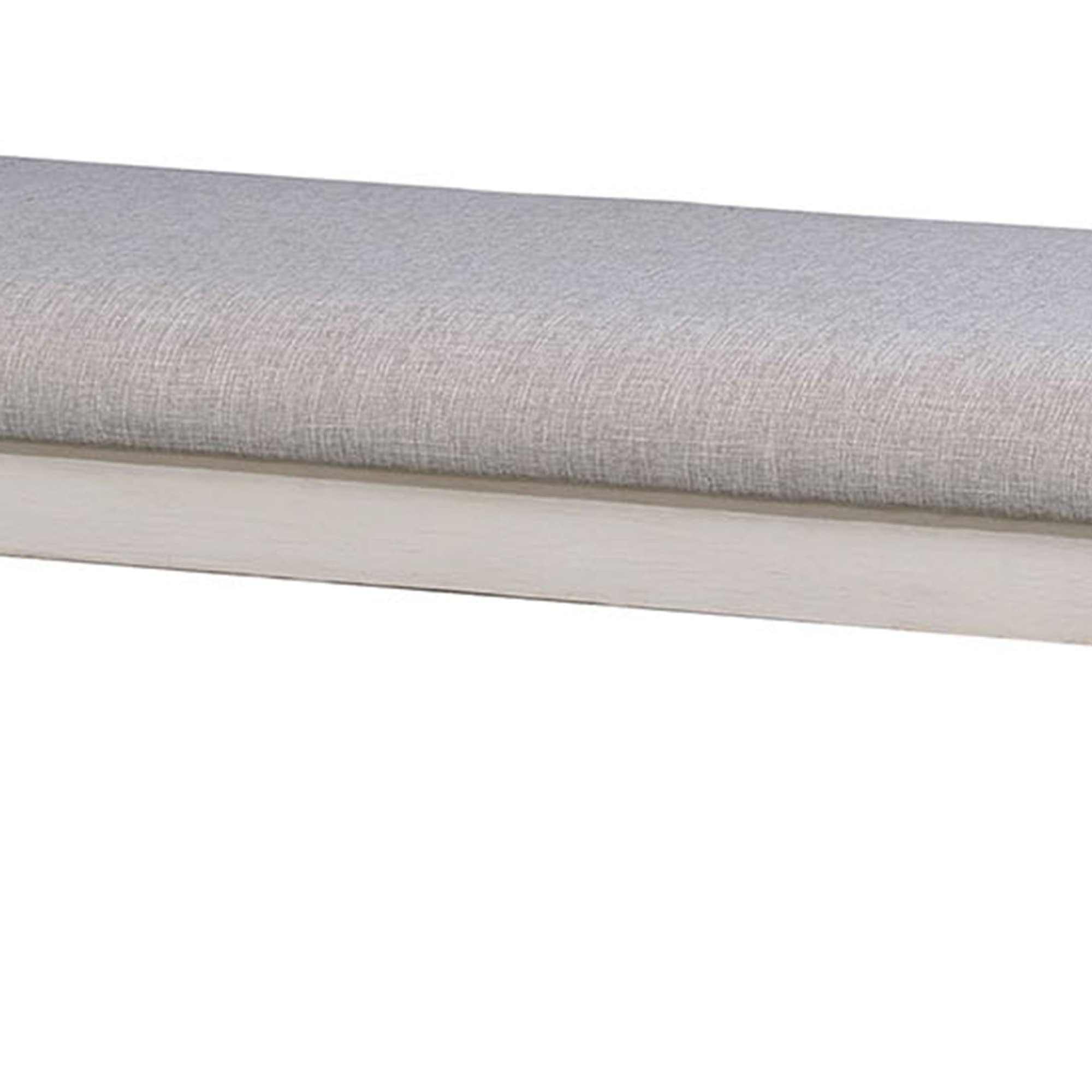 Fabric Upholstered Wooden Bench, White