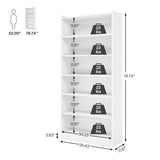 78-inch Tall Bookcase, Modern 7-Tier White Library Bookshelf with Storage Shelves