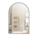 24"x36" Arched Bathroom Mirror, Wall Mounted Mirror, Black Vanity Wall Mirror Brushed