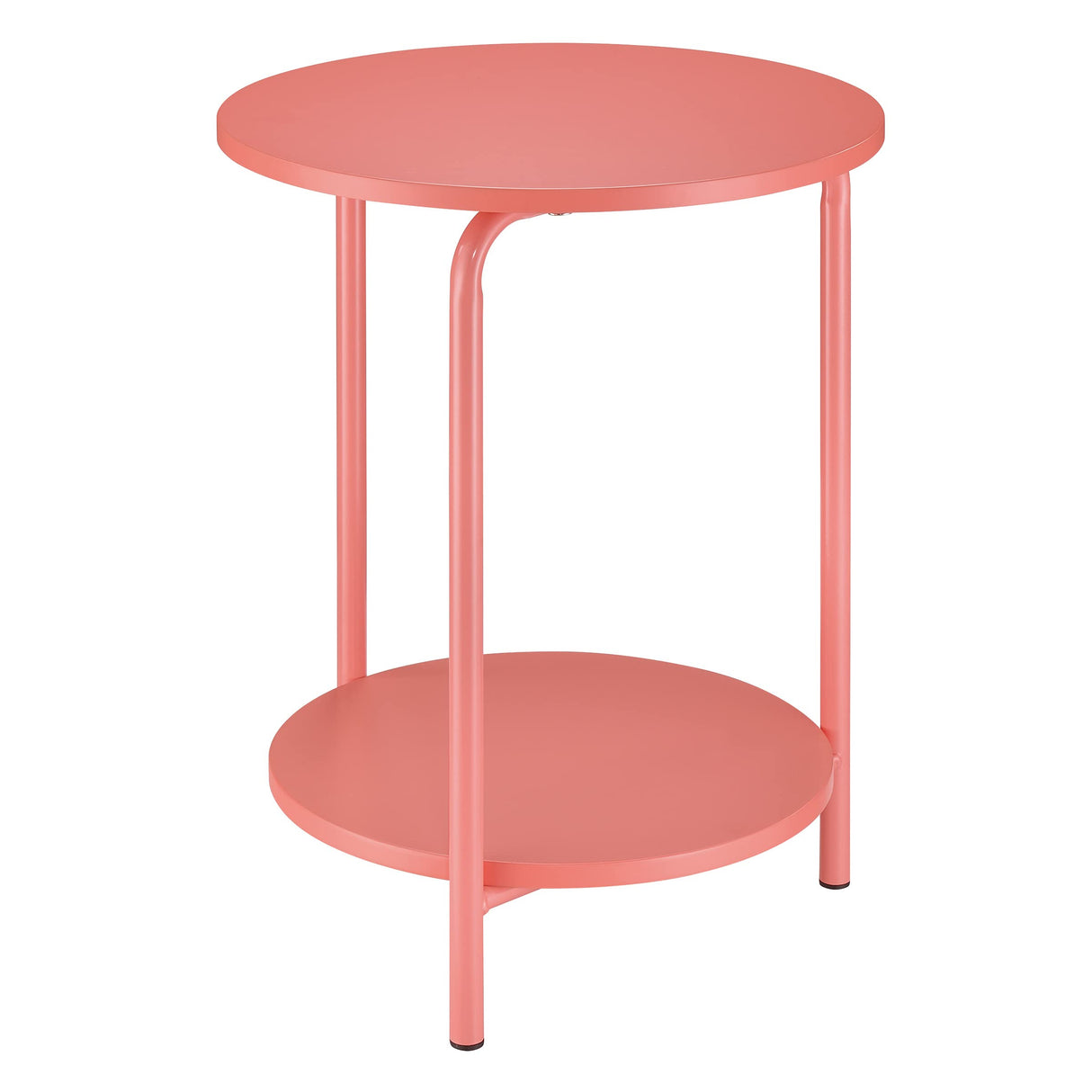 OSP Home Furnishings Elgin 2-Shelf Round Metal Accent Table, Coral