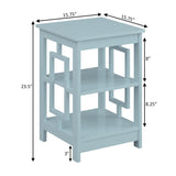 Town Square End Table with Shelves, 15.75" L x 15.75" W x 23.5" H, Sea Foam