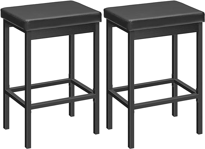 Bar Stools, Set of 2 Bar Chairs, 24.8-Inch Height Stools, Breakfast Bar Stools