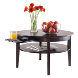 18-inch Wood Amelia Round Coffee Table With Pull Out Tray,