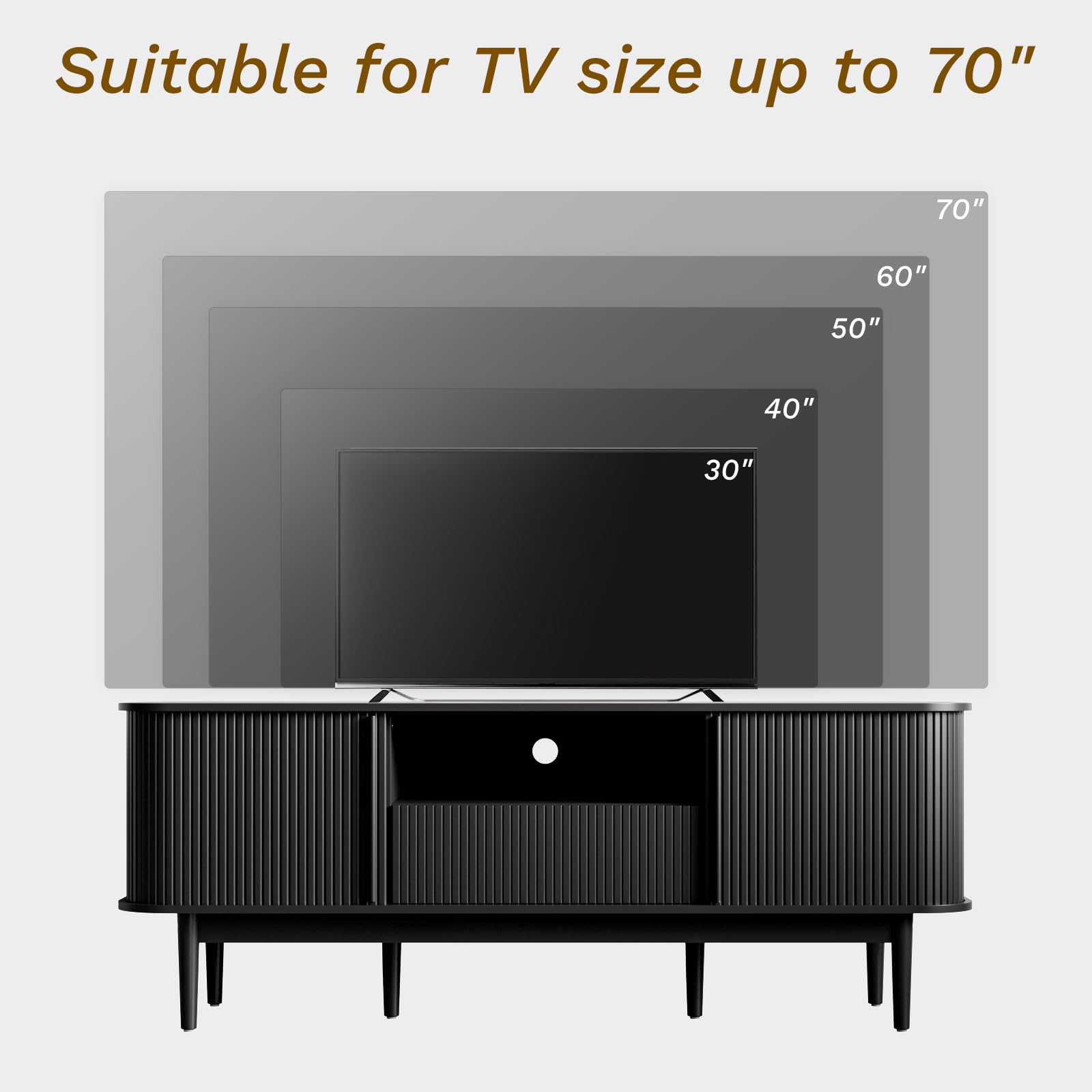 63" Black Fluted TV Stand for TVs up to 70"