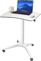 Pneumatic Adjustable Height Desk, Laptop Standing Desk, Rolling Sit-Stand Cart