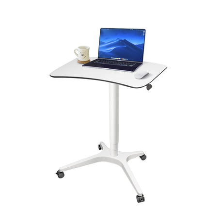 Pneumatic Adjustable Height Desk, Laptop Standing Desk, Rolling Sit-Stand Cart