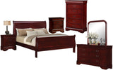 6PC Cherry Finish Louis Philippe Furniture Queen Size Bedroom Set. Bed, Dresser,