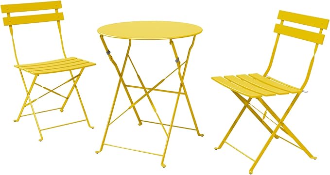 Premium Frame Patio Bistro Set, Folding Outdoor Patio Furniture Sets, 3 Piece Patio Set