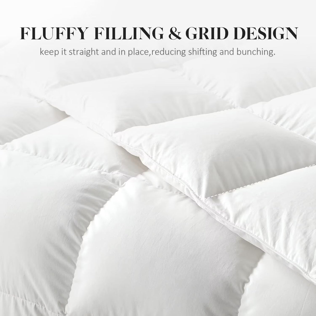 White Queen Size Feather Down Comforter, Filled with Feather and Down, All Season