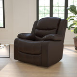 Plush Brown LeatherSoft Lever Rocker Recliner with Padded Arms