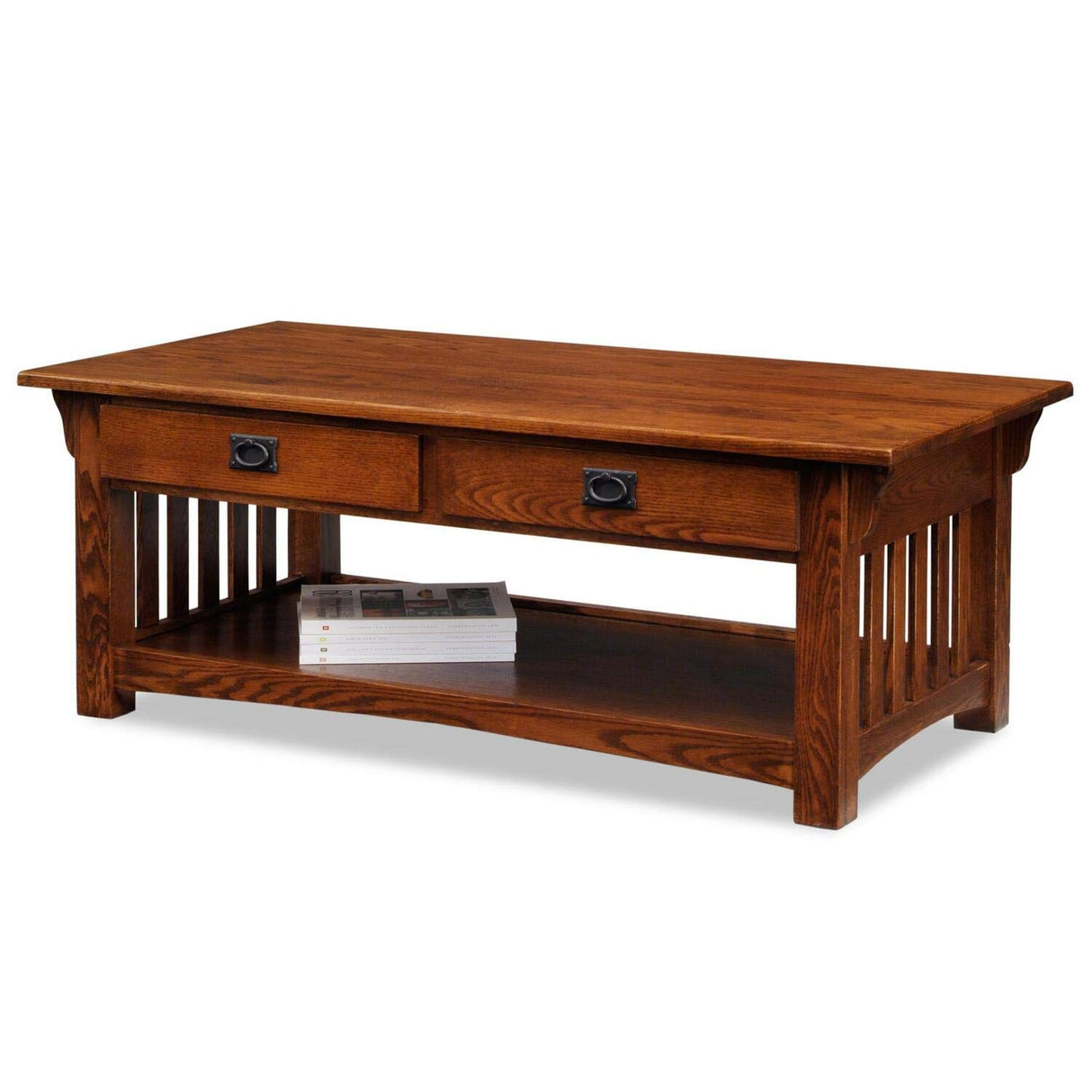 8204 Mission Impeccable Coffee Table for Living Room, Two Drawers and Shelf, Made