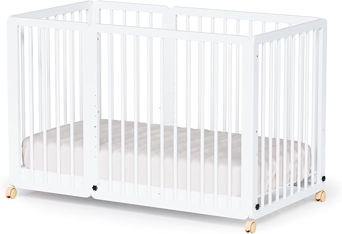 8-in-1 Convertible Crib with 2" Mattress, Convert from Bassinet, Mid Crib to Full Size Crib