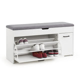 Seat Cushion, Shoe Bench with Hidden Storage Space and Flip-up Drawer for Hallway