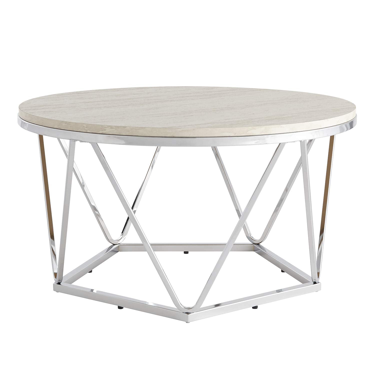 Luna cocktail table, Silver, faux travertine