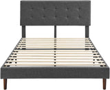 Twin Bed Frame with Adjustable Height Headboard,Tufted Upholstered Platform Bed
