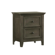 Nightstand, 2 Drawer Bedside Table, Gray