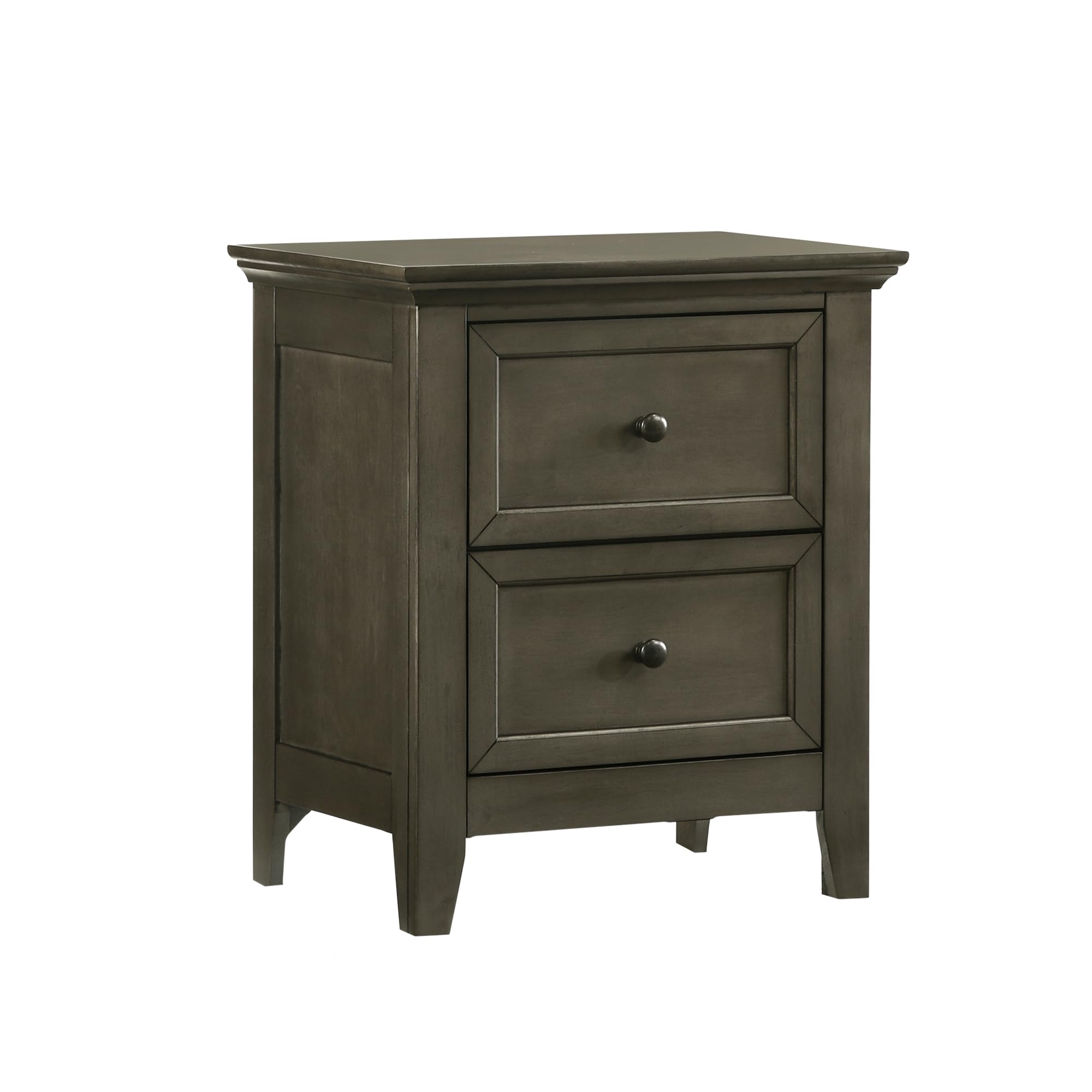 Nightstand, 2 Drawer Bedside Table, Gray