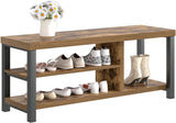 Modern Wood Storage Bench for Entryway Hallway, Industrial Indoor Shoe Rack Bench Seat for Living Room Bedroom,