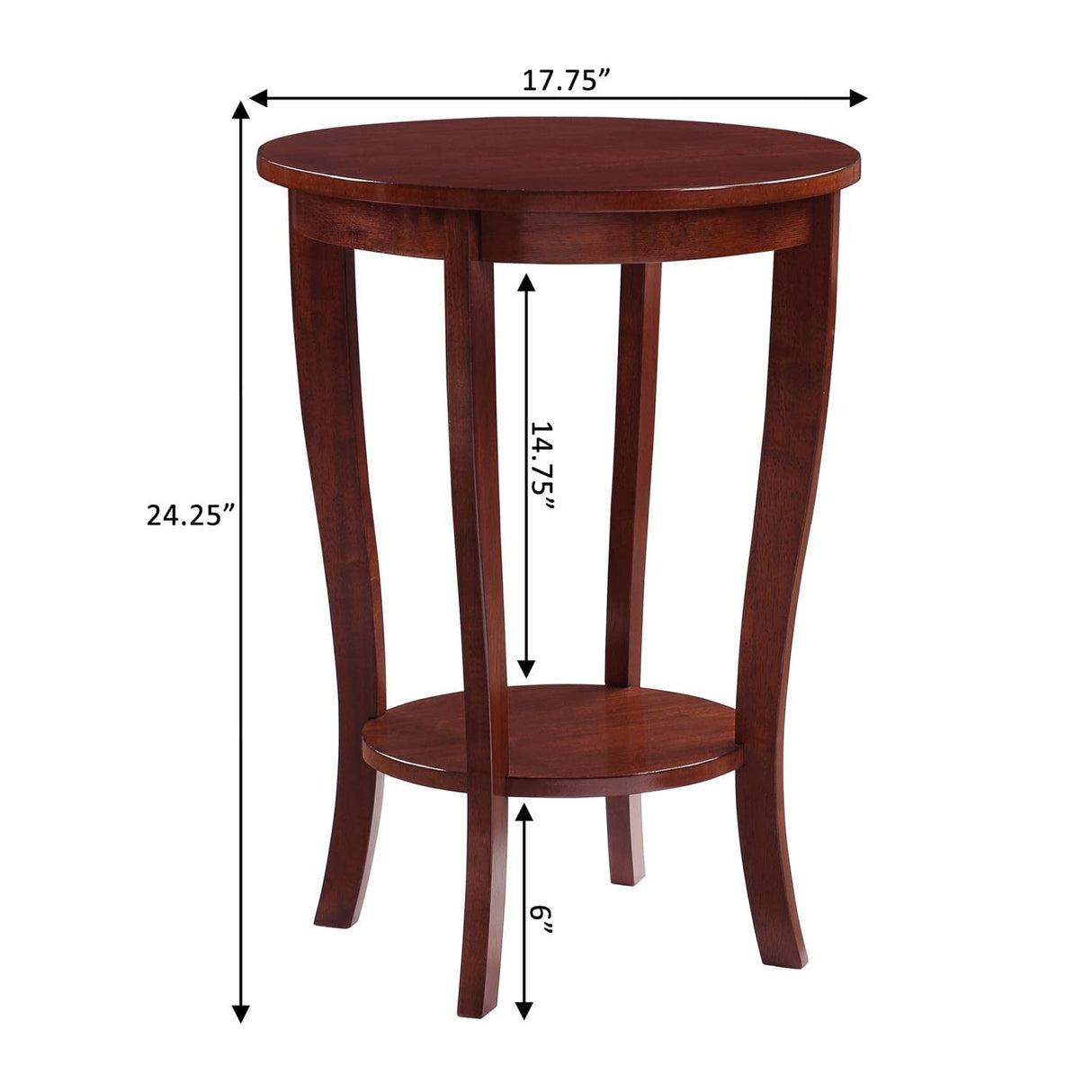 American Heritage Round End Table with Shelf, Mahogany