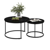 Coffee Table Set of 2, Round Coffee Table with Wood Top, Small Coffee Tables for Living