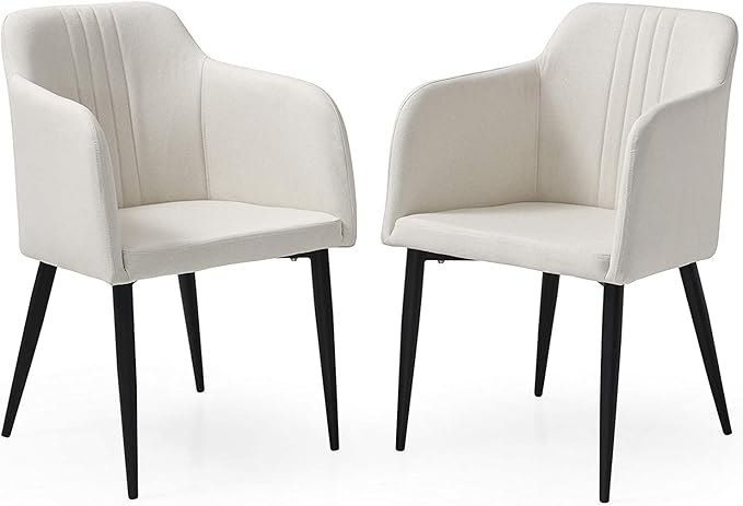 Jason Accent Chairs Set of 2 with Soft Upholstery, Stylish and Durable Seating with All-Black Metal Legs, Modern Armchair for Living Room, Bedroom, or Home Office, Stone