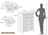 White Dresser for Bedroom, 6 Chest of Drawer, 6 Drawers Dresser Tall Nightstand