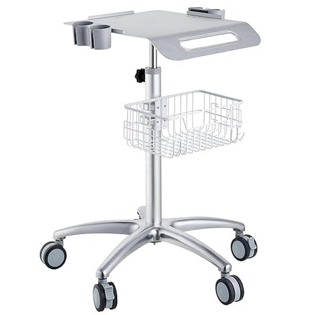 Lab Trolley, Rolling Lab Cart with Built-in Socket, 3-Layer Metal Mobile Trolley, Tray Rolling Clinic Cart with Swivel Wheels, 220 lbs Weight Capacity, for Lab, Clinic, Beauty and Salon