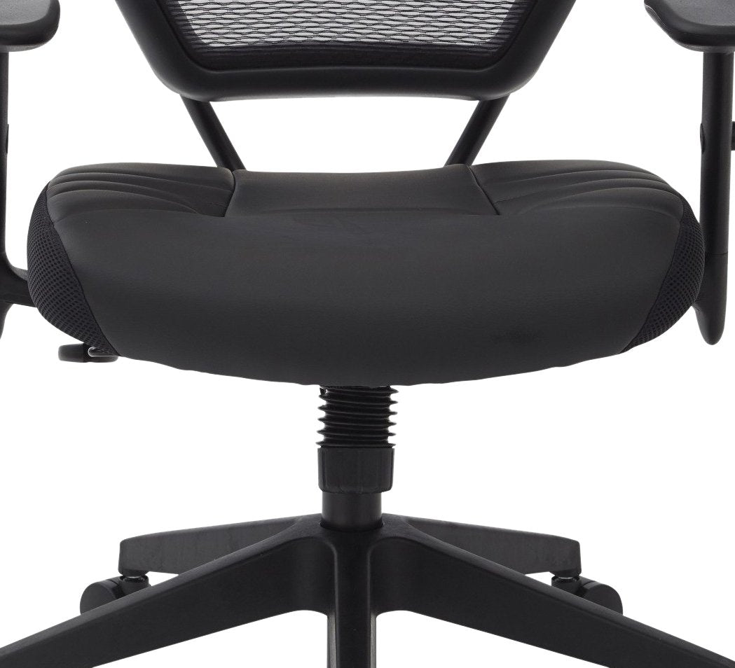 Seating Professional AirGrid Dark Back and Padded Black Eco Leather Seat, 2-to-1