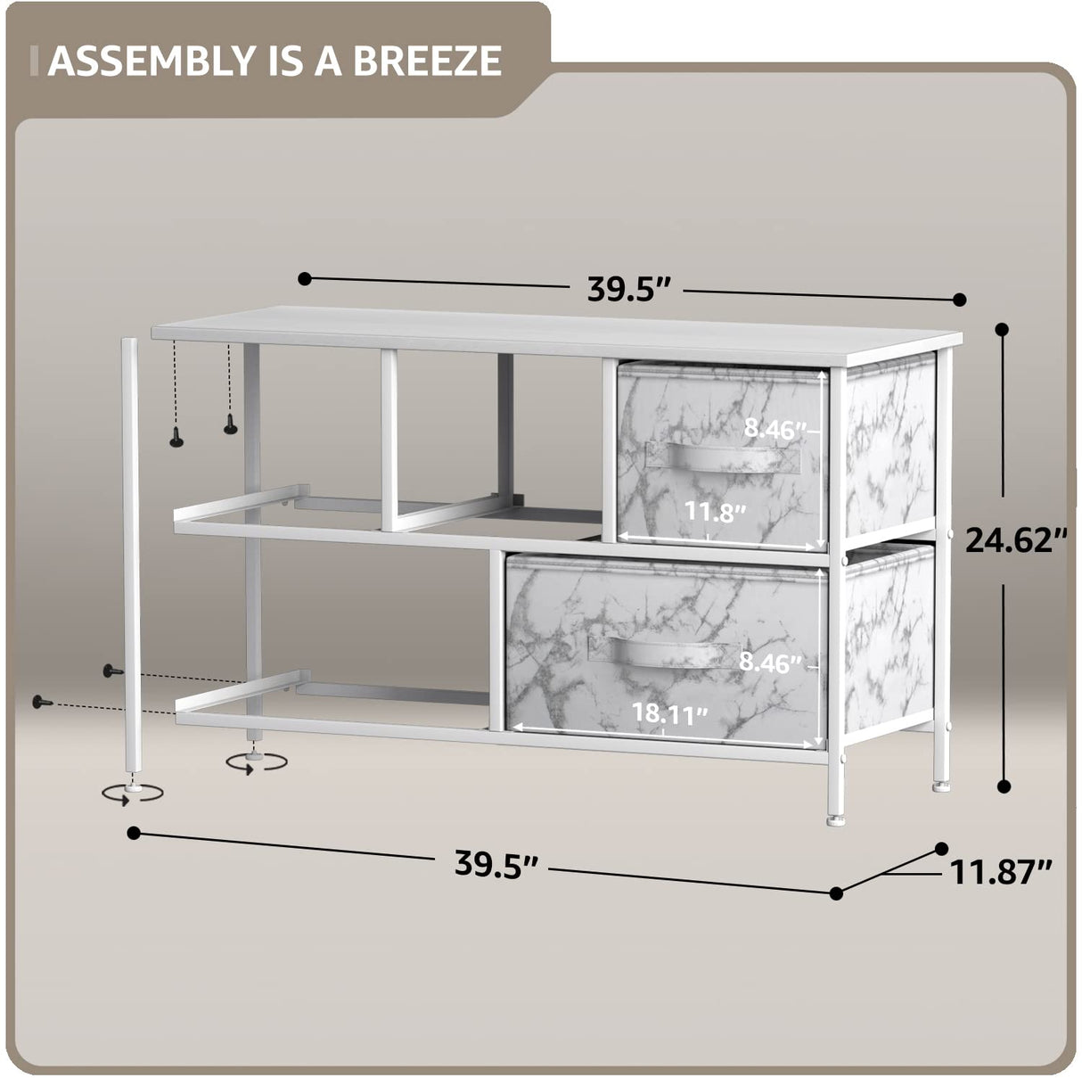 Dresser with 5 Drawers - Storage Chest Organizer Unit with Steel Frame