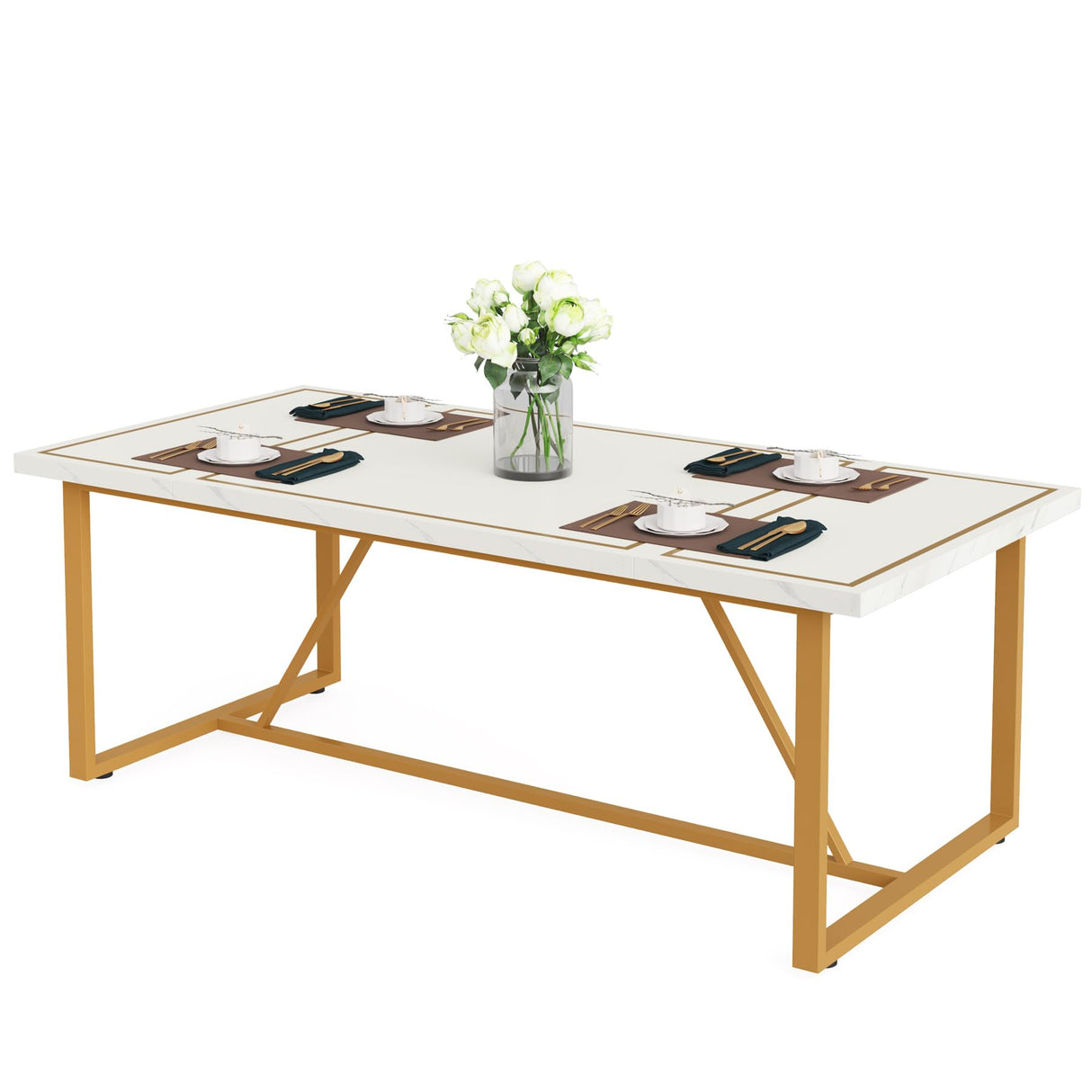 70.9 Inch Dining Table for 6 to 8, Modern Kitchen Table Dining Room Table, Rectangle