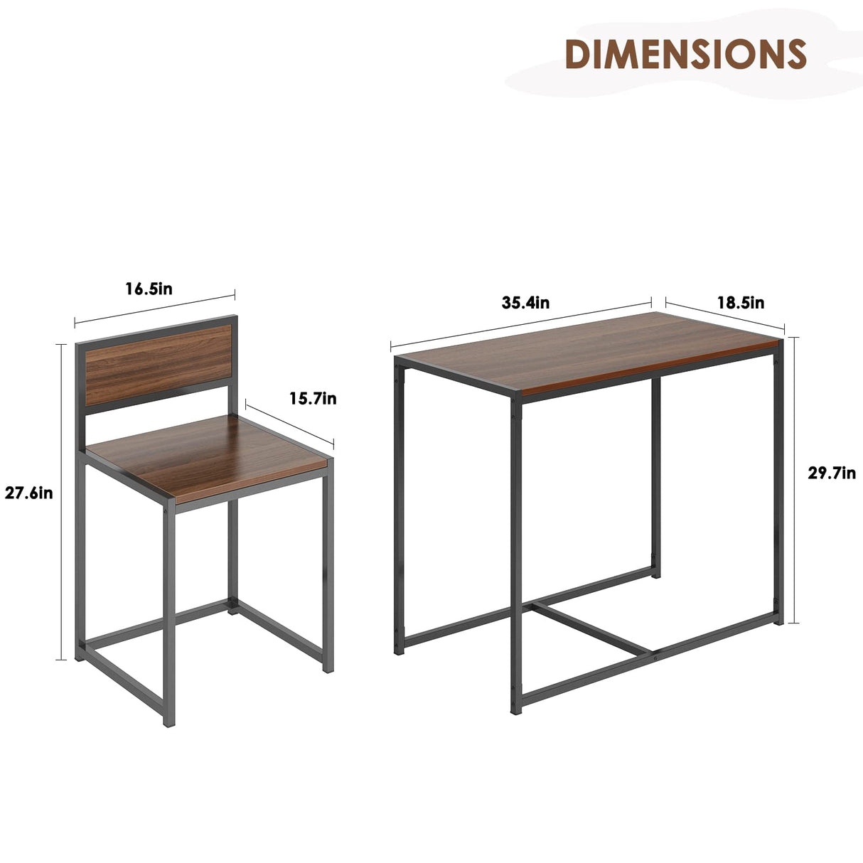 Compact Dining Table Set with 2 Chairs, Small 3 Piece Lunch Table Set