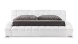 Adonis White Tufted Leather Platform Bed - King