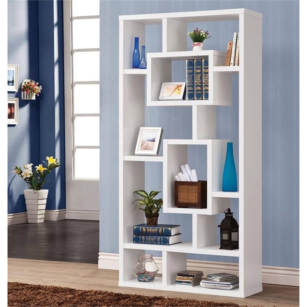 BOWERY HILL Modern Ssymmetrical Geometric Cube Bookcase in White