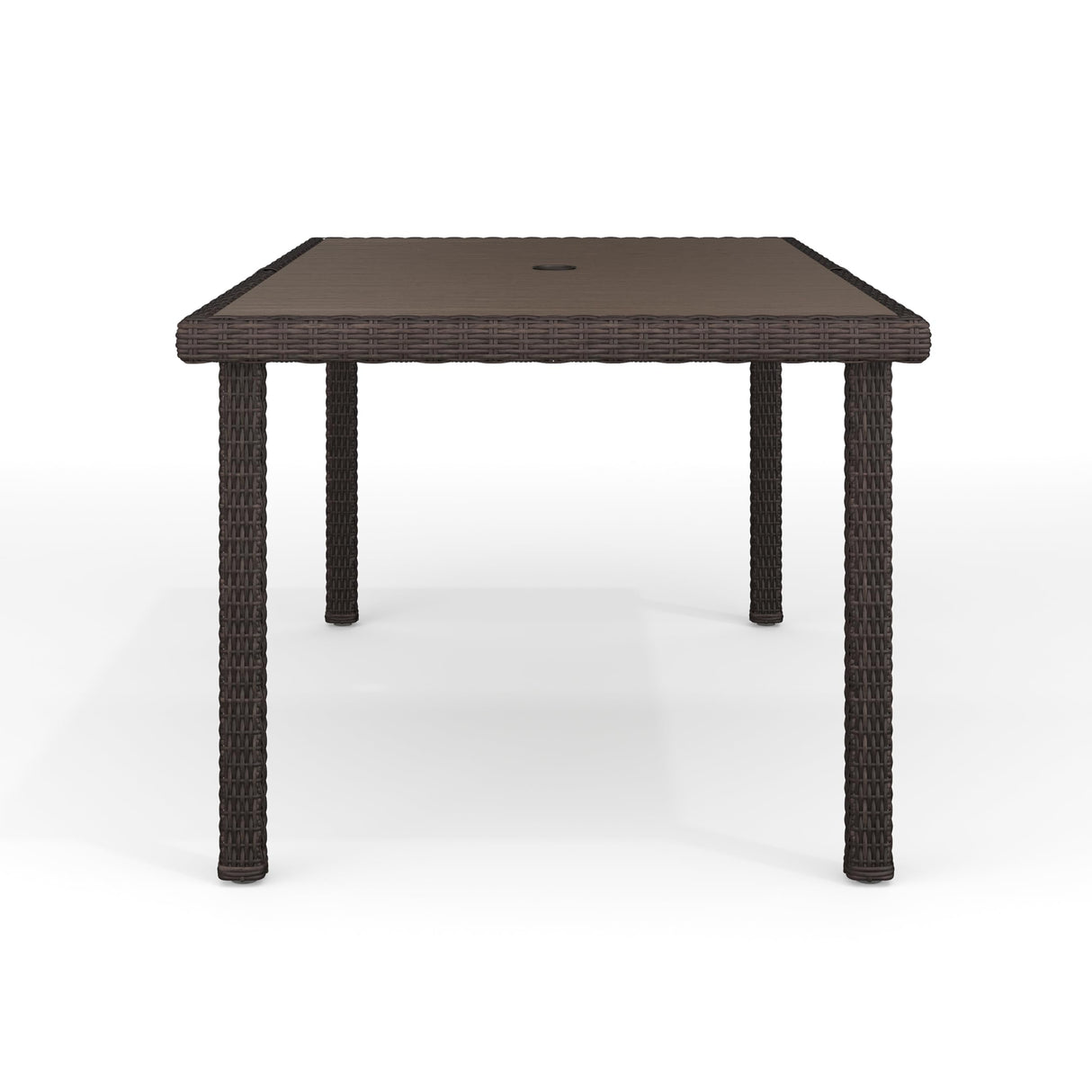 Bedford 60" Indoor-Outdoor Patio Table with Faux Wood Top and Rattan Wicker
