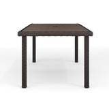 Bedford 60" Indoor-Outdoor Patio Table with Faux Wood Top and Rattan Wicker